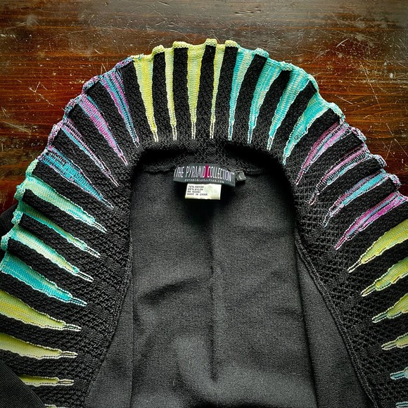 Rare Vintage 90s Pyramid Collection Rainbow 3/4 Sleeve Cardigan - Picture 8 of 10